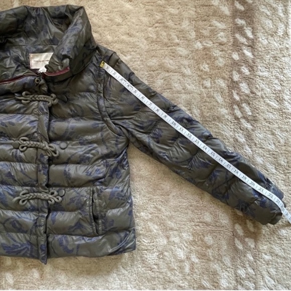 Anthropologie Convertible Floral Puffer Quilted Jacket Vest In Green Blue Size S - Picture 8 of 13